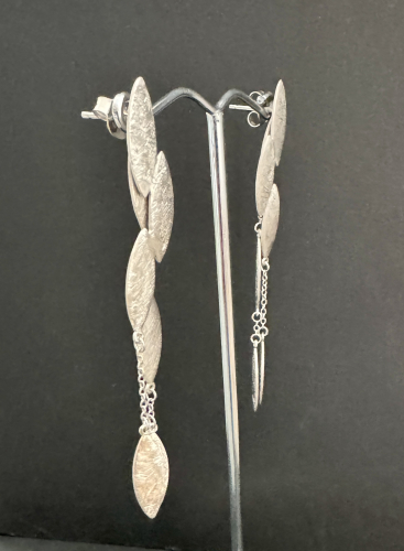 Preview: Ohrstecker 925 Silber mit Plättchen in Navettform